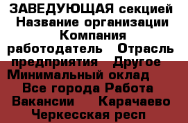 ЗАВЕДУЮЩАЯ секцией › Название организации ­ Компания-работодатель › Отрасль предприятия ­ Другое › Минимальный оклад ­ 1 - Все города Работа » Вакансии   . Карачаево-Черкесская респ.
